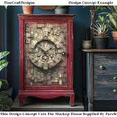 Industriële Sepia Steampunk Klok CZ1S Decoupage Tissuepapier