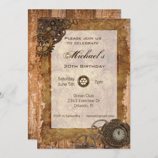  Industriële Steampunk Birthday Party Kaart (Voorkant / Achterkant)