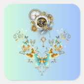 Industriële Steampunk Bloem Harmonie Vierkante Sticker (Voorkant)