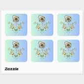 Industriële Steampunk Bloem Harmonie Vierkante Sticker (Vel)