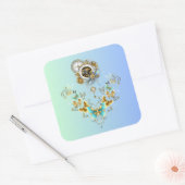 Industriële Steampunk Bloem Harmonie Vierkante Sticker (Envelop)