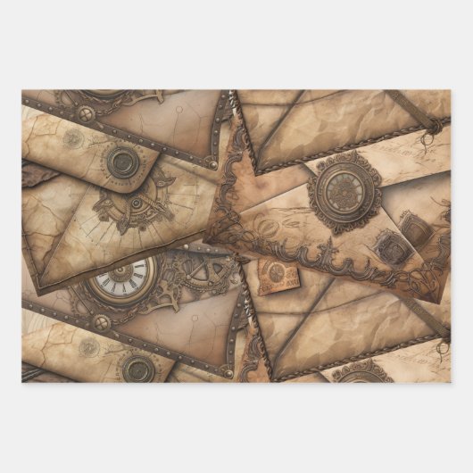 Industriële Steampunk Fantasie Inpakpapier Vel (Voorkant)