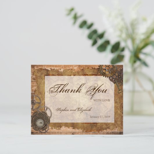 Industriële Steampunk Kaart Hout (Staand voorkant)