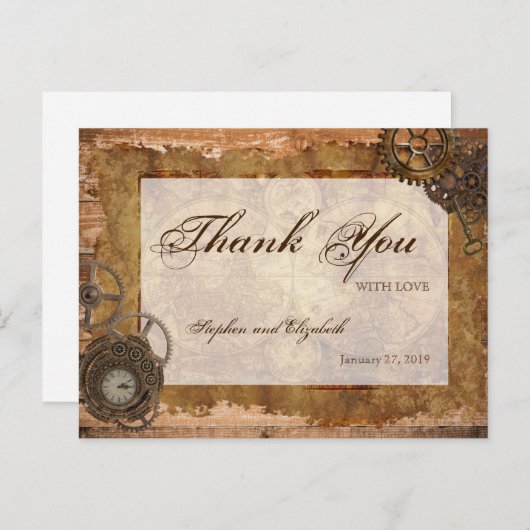 Industriële Steampunk  Kaart Hout (Voorkant / Achterkant)