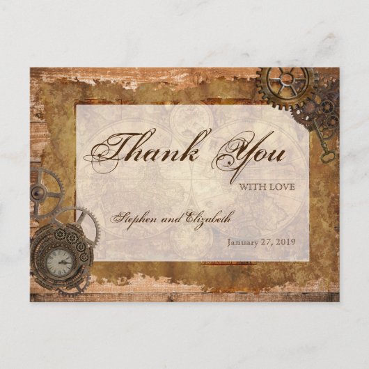 Industriële Steampunk  Kaart Hout (Voorkant)