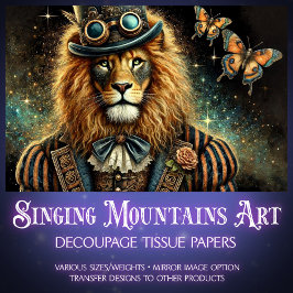 Industriële Steampunk Leeuw Fantasy Decoupage Tissuepapier