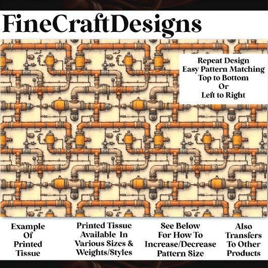 Industriële Steampunk Pijpen Patroon BM6 Decoupage Tissuepapier