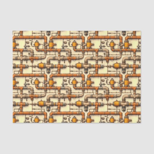 Industriële Steampunk Pijpen Patroon BM6 Decoupage Tissuepapier (Voorkant)