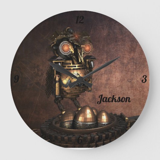 Industriële Steampunk Uil en Eieren Grote Klok (Voorkant)