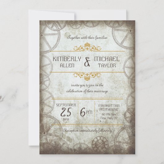 Industriële  Steampunk Wedding Kaart (Voorkant)