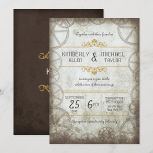 Industriële Steampunk Wedding Kaart