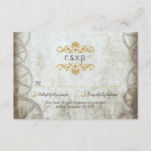 Industriële Steampunk Wedding RSVP Kaartje