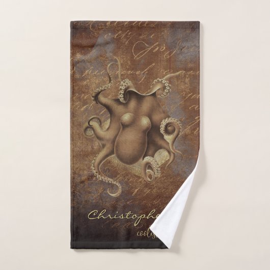 Industriële steenslag steampunk octopus brown doua handdoek (Handdoek)
