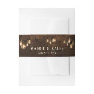 Industriële stenen, Edison verlichting, namen & da Uitnodigingen Wikkel