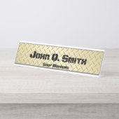 Industriële stijlgepersonaliseerde Gold Diamondpla Bureau Naambordje (Voorkant)