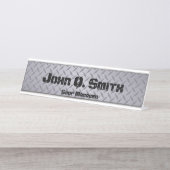 Industriële stijlgepersonaliseerde grijze Diamondp Bureau Naambordje (Voorkant)