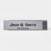 Industriële stijlgepersonaliseerde grijze Diamondp Bureau Naambordje (Voorkant)