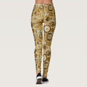 Industriële StoomPunk Tijdmeter Sepia Messing Leggings (Achterkant)