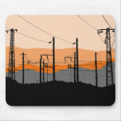 Industriële Sunset Power Lines Mousepad Muismat (Voorkant)