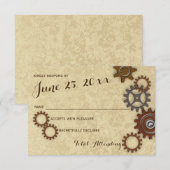 Industriële tandwielen Rustieke trouwreactie RSVP Kaartje (Voorkant / Achterkant)