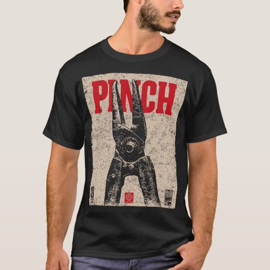 Industriële tang illustratie | Retro "Pinch" T-shirt (Voorkant)