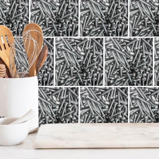 Industriële unieke zilveren schroeven gereedschap  tegeltje