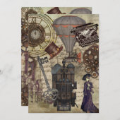 industriële Victoriaans kunst van Steampunk Kaart (Voorkant / Achterkant)