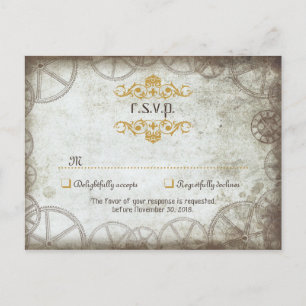 Industriële Vintage Steampunk Bruiloft Uitnodiging Briefkaart