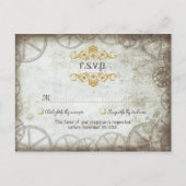 Industriële Vintage Steampunk Bruiloft Uitnodiging Briefkaart (Voorkant)