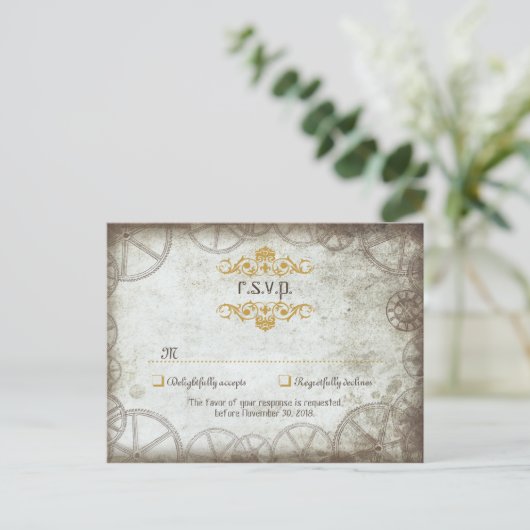 Industriële Vintage Steampunk Bruiloft Uitnodiging Briefkaart (Staand voorkant)