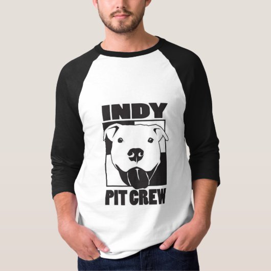 Indy Pit Crew Mannen 3/4 Sleeve Raglan T-shirt (Voorkant)
