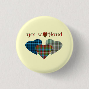 #indyref Tartan Love Heart Ja Schotland Pinback Ronde Button 3,2 Cm