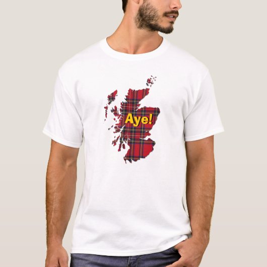 indyref# Tartan Scotland Aye Map T-Shirt (Voorkant)