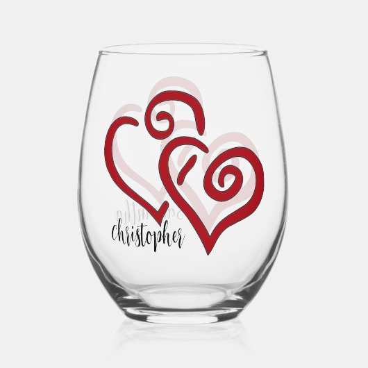 Ineengedraaide harten ontwerp Stemless wijnglas Wijnglas Zonder Voet (Achterkant)