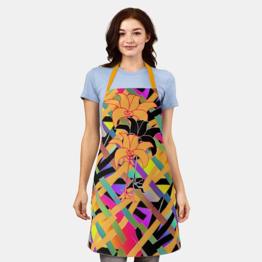 Ineengestrengeld Bloemmotief Schort (Gedragen)