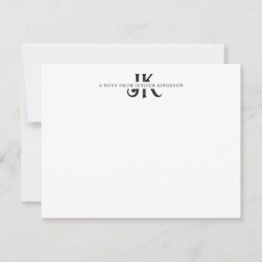 Ineengestrengeld modern monogram notitiekaartje (Voorkant)