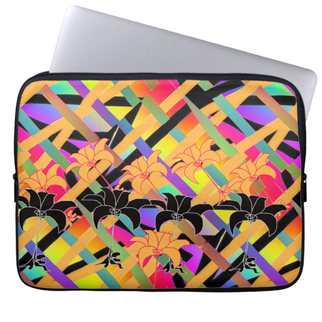 Ineengestrengelde Bloemen Laptop Sleeve (Voorkant)