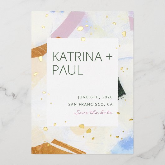 Ineengestrengelde folie save the date kaart (Voorkant)