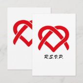 Ineengestrengelde Harten Bevestiging RSVP Kaartje (Voorkant / Achterkant)