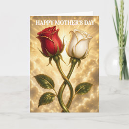 Ineengestrengelde rode en witte rozen. kaart