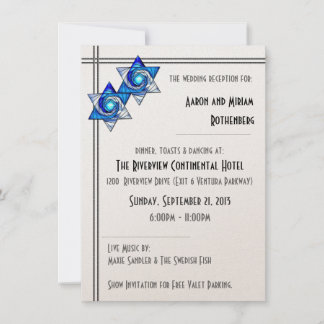 Ineengrijpende Davidsterren Huwelijksreceptie Kaart