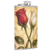 Ineinander gestrengelde rode en witte rozen. heupfles (Rechts)