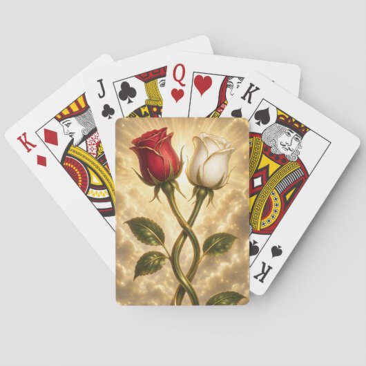 Ineinander gestrengelde rode en witte rozen. pokerkaarten (Achterkant)
