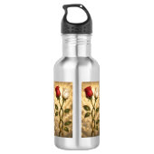 Ineinander gestrengelde rode en witte rozen. waterfles (Achterkant)
