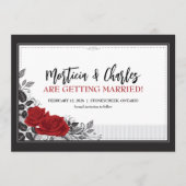 Ineinander gevlochten romantische rode rozen save save the date (Voorkant)