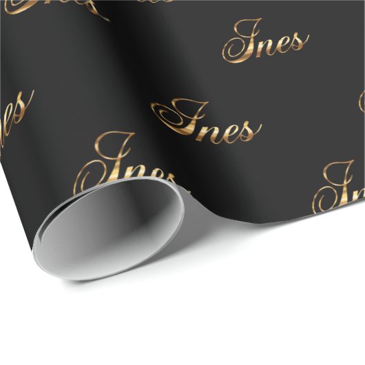 Ines gold Design Lettering Geschenkpapier Cadeaupapier (Rol Hoek)