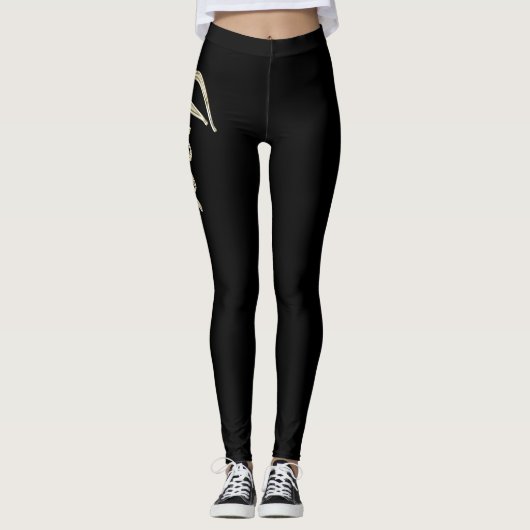 Ines white gold Handwriting Hose Leggings (Voorkant)