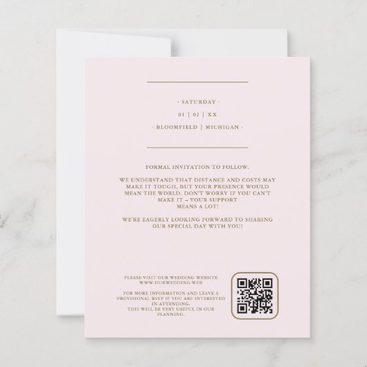 Inexpensive Romantic Pink Arch Photo & Initials QR (Achterkant)