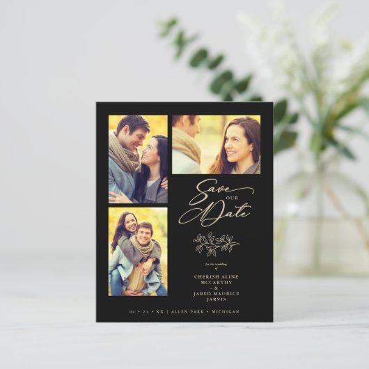 Inexpensive Wedding 4 Photos Collage Branches (Staand voorkant)