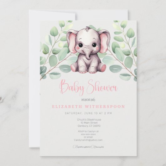 infan elephant baby shower Invitation stijlvol chi Kaart (Voorkant)